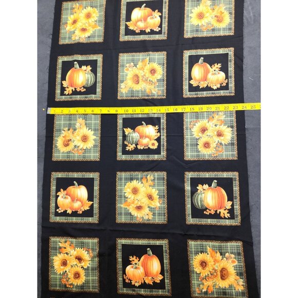 Autumn Elegance Fall Fabric Panel Sunflowers Pumpkins 24"x44" Quilting Cotton - Picture 8 of 16